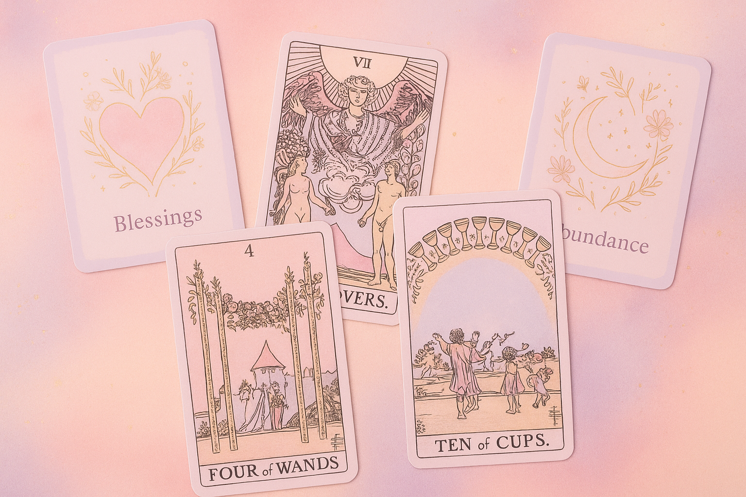 Tarot and Oracle card decks are displayed side by side on a table