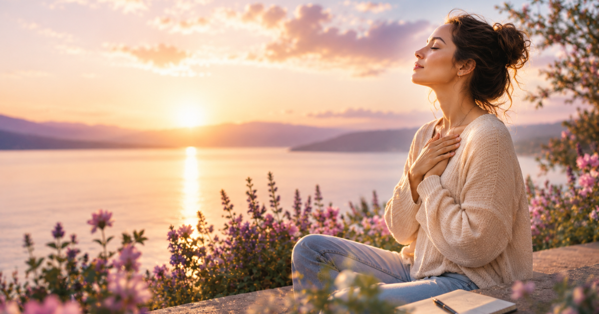 ngo-illustration-Artboard 5 A golden sunrise over tranquil mountains representing the art of trusting yourself, following your intuition, and welcoming new possibilities