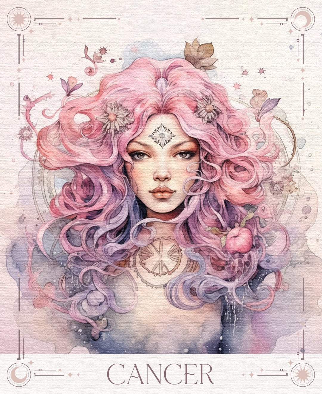 Cancer zodiac sign tarot illustration, weekly tarot prediction